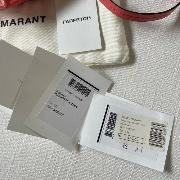 ISABEL MARANT Luzes Mini Gathered Soft Leather Shoulder Bag Apricot Pink $590 - Picture 5 of 12